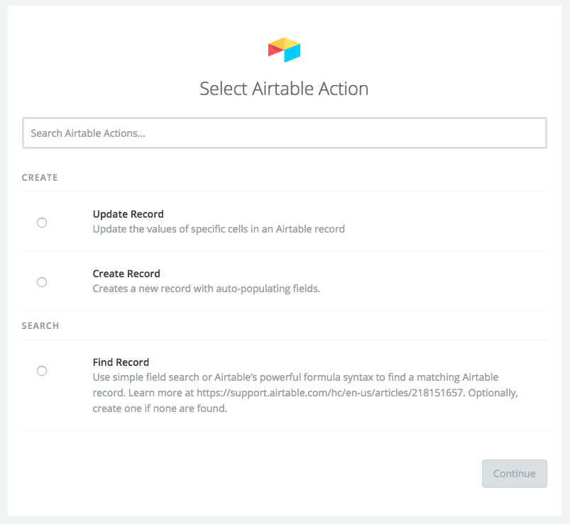 find a specific airtable table with zapier