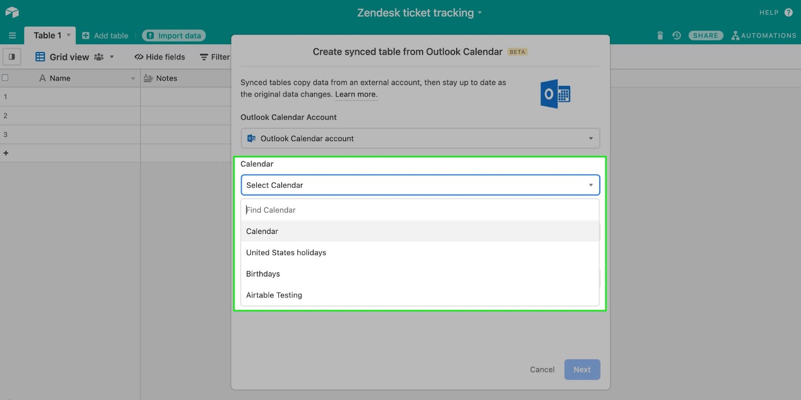 Airtable Sync Integration Outlook Calendar Airtable Support