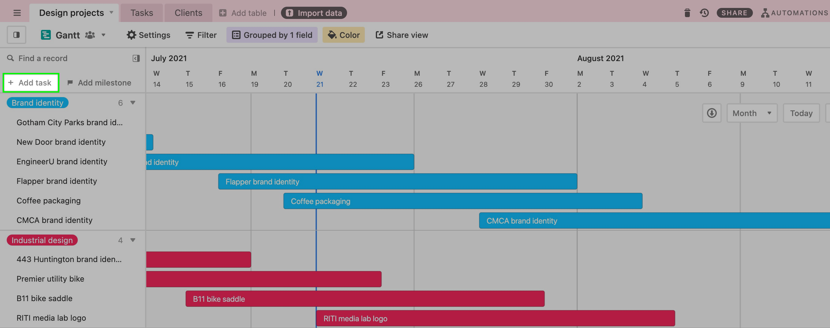 Gannt View Working with Records Airtable Support