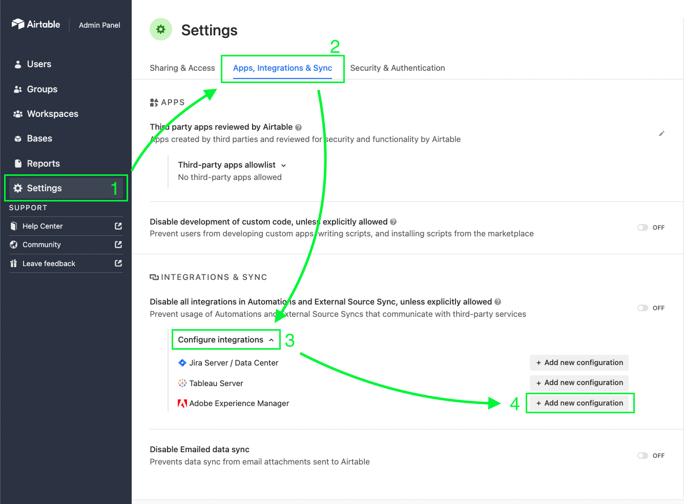 Airtable Sync integration: Adobe Experience Manager (On-premises)