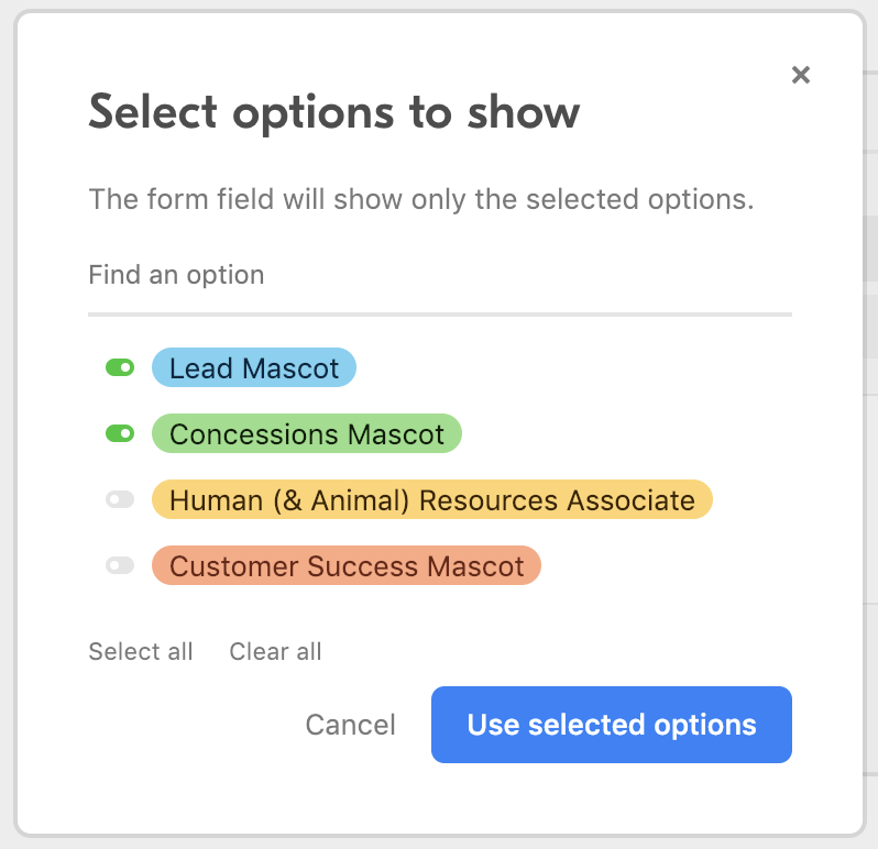 airtable form select view
