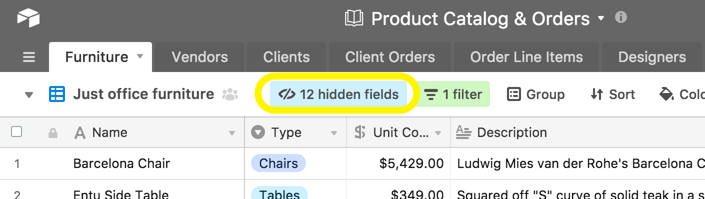 Airtable grid view