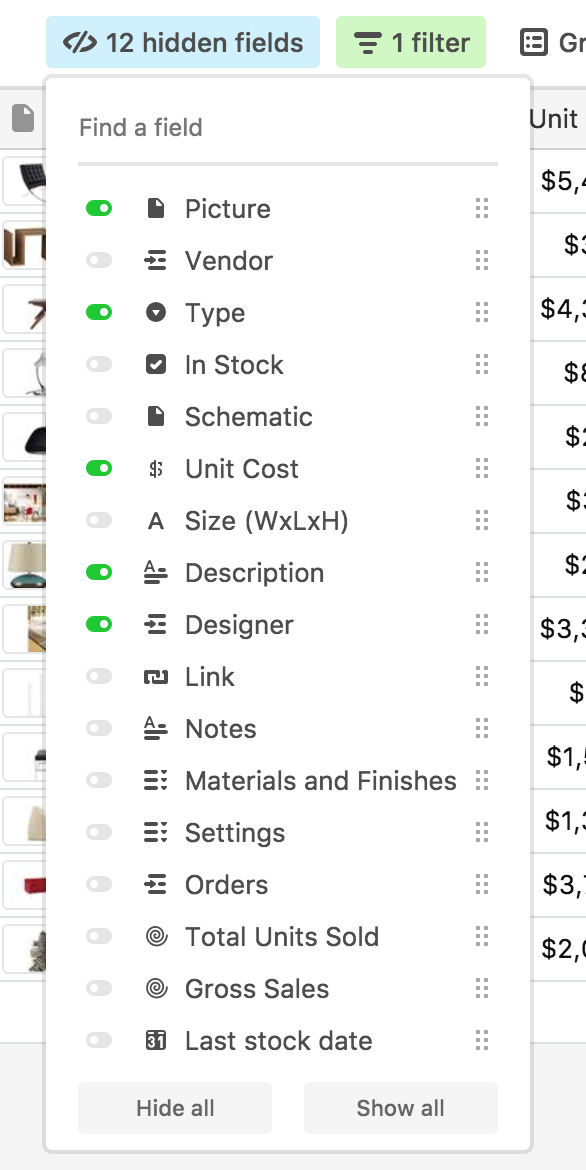 Airtable grid view