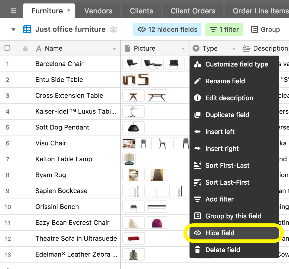 Airtable grid view