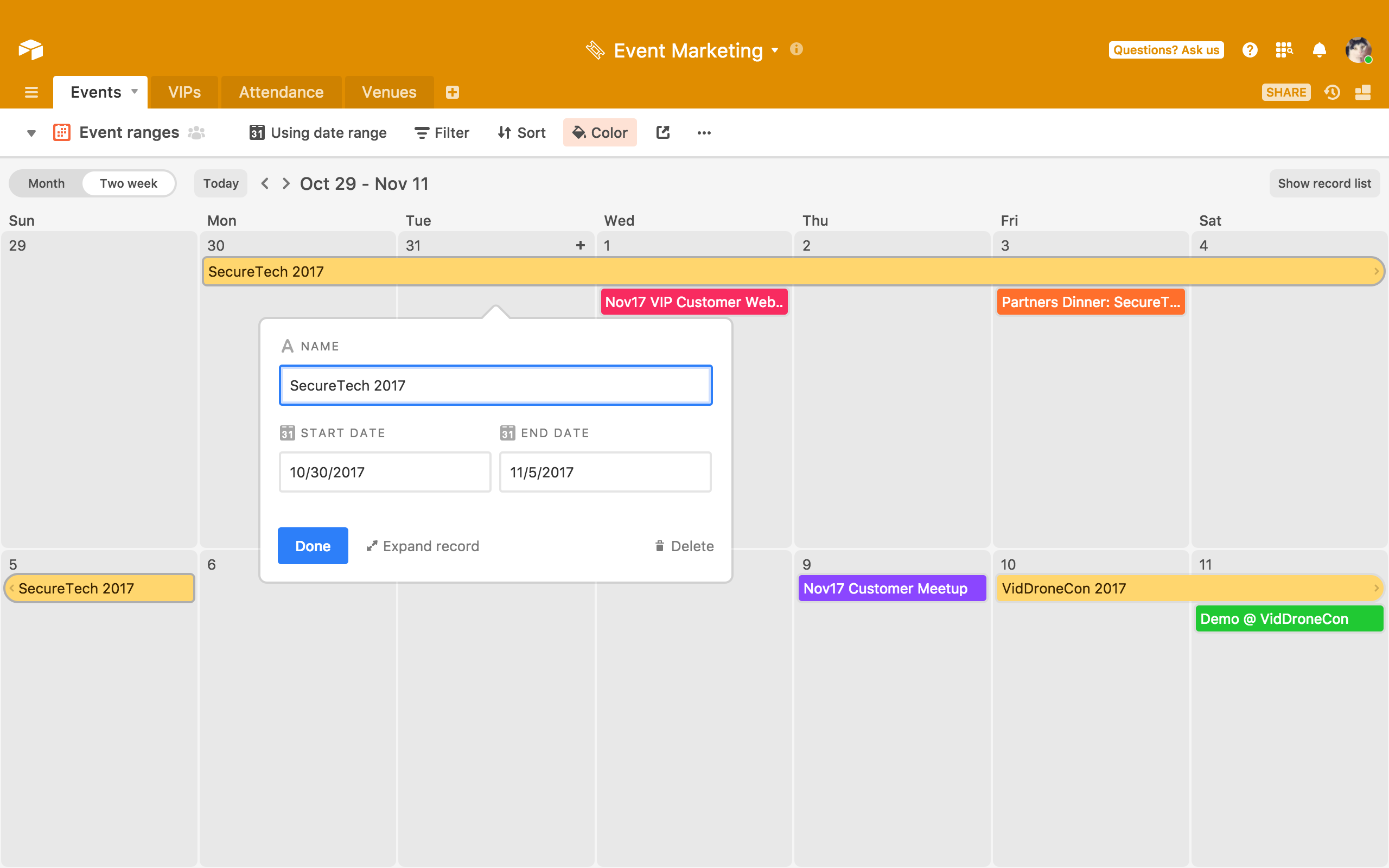 Advanced Calendar Features Airtable Support