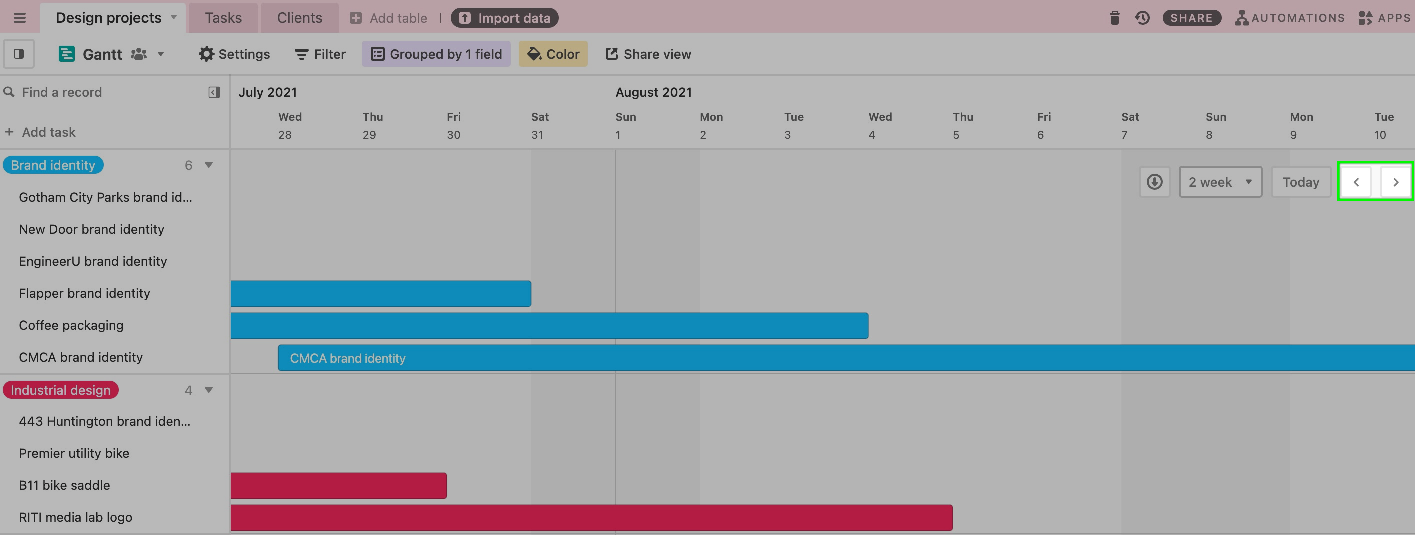 airtable gantt chart view