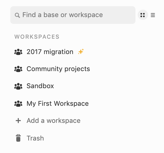 Workspace trash